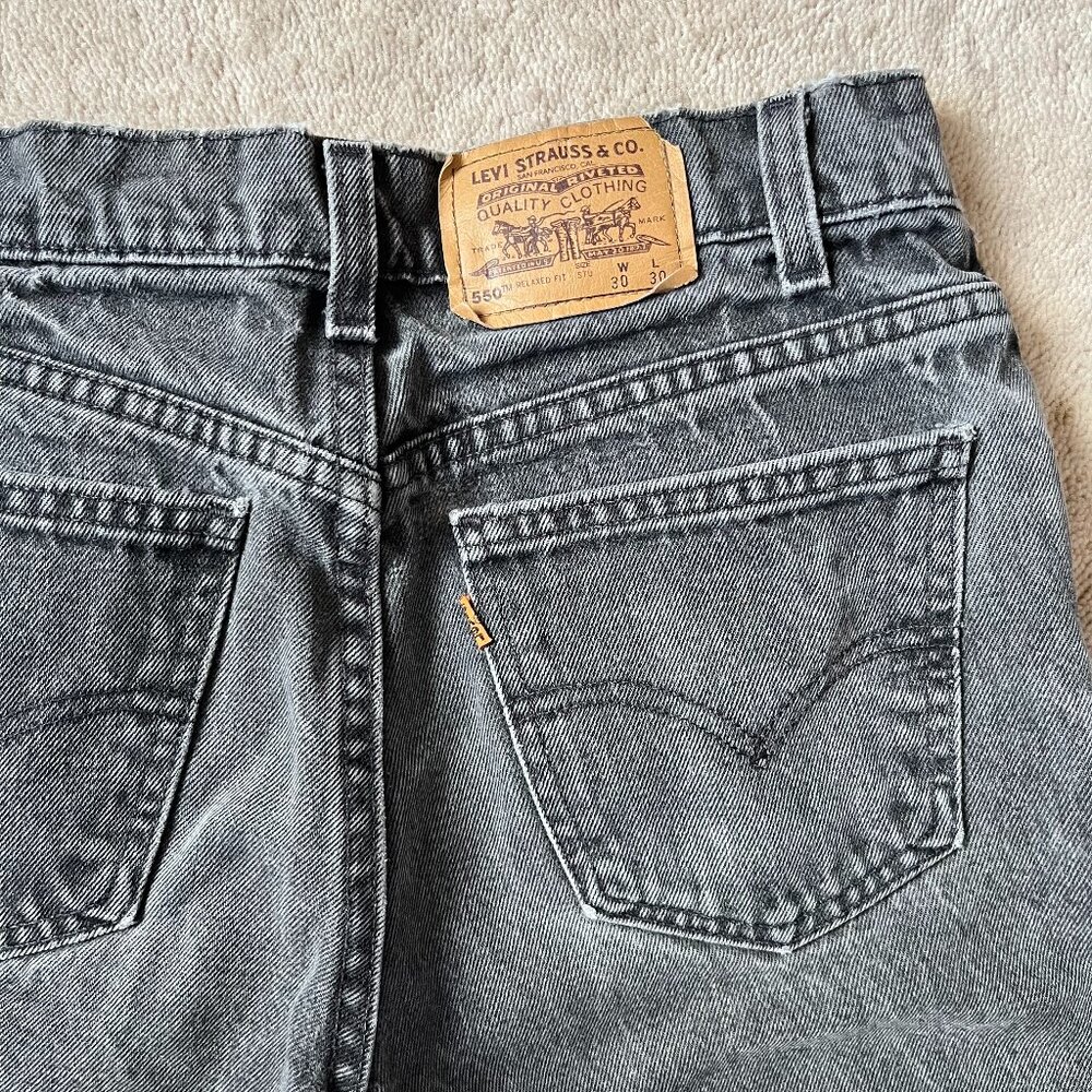 Vintage Levi's 550 Orange Tab Faded Black/Grey Jeans, W28 L29 - Picture 4 of 12